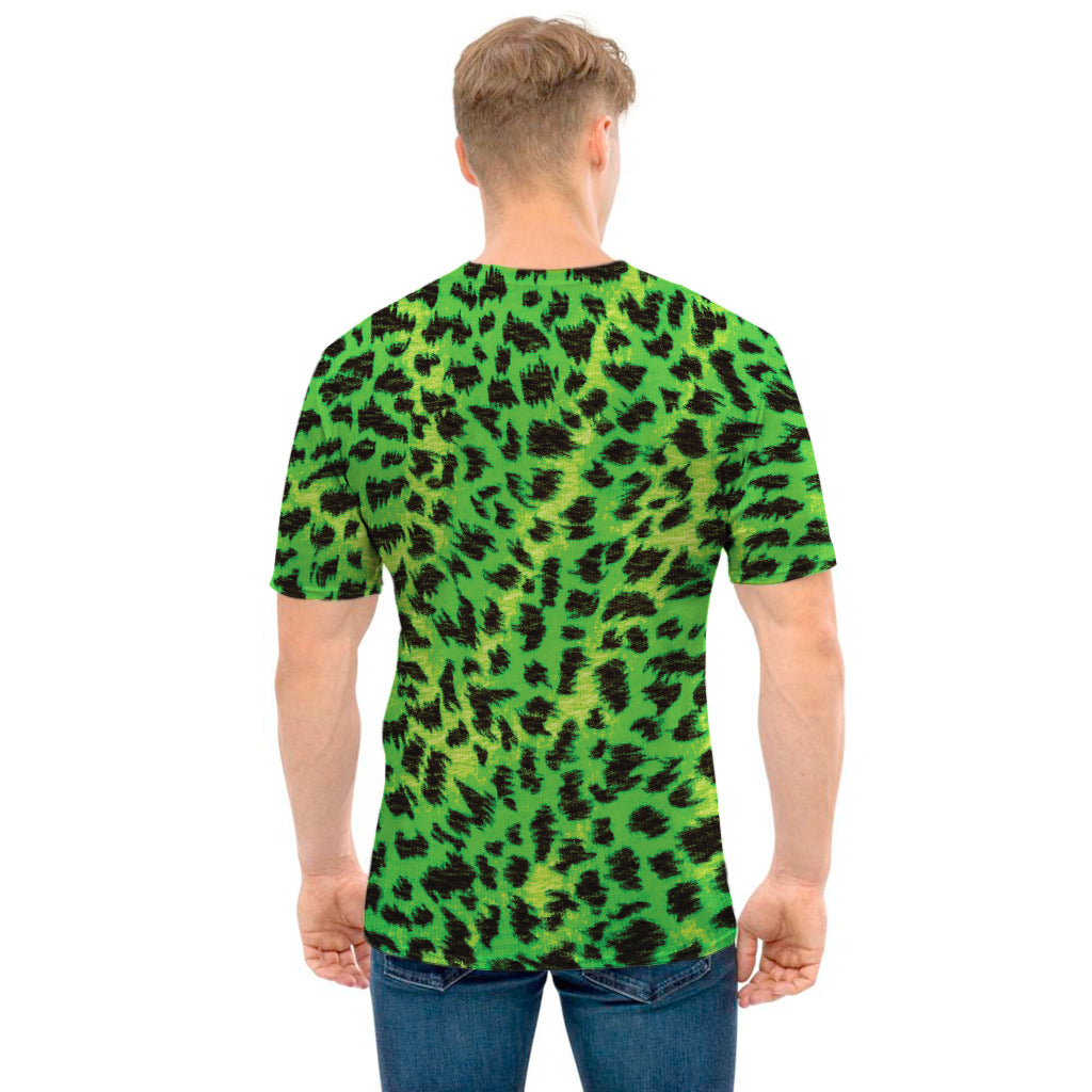 Green And Black Cheetah Print Men's T-Shirt