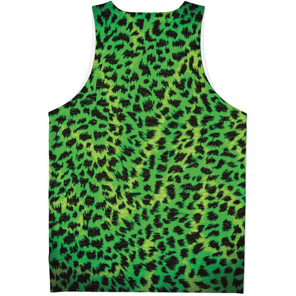 Green And Black Cheetah Print Men's Tank Top