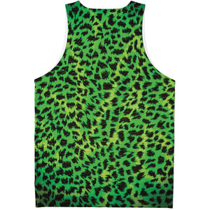 Green And Black Cheetah Print Men's Tank Top