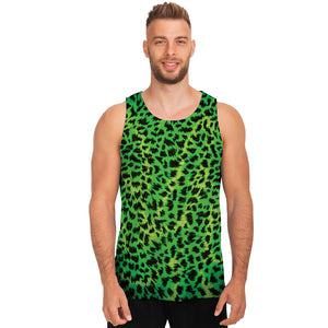 Green And Black Cheetah Print Men's Tank Top