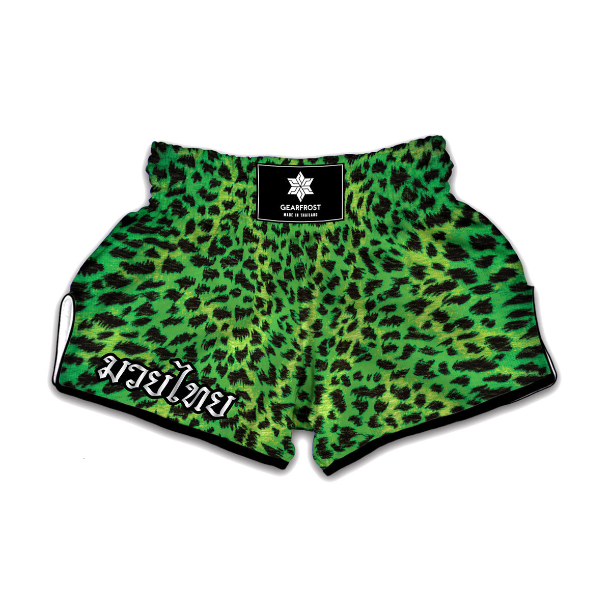 Green And Black Cheetah Print Muay Thai Boxing Shorts