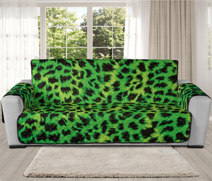 Green And Black Cheetah Print Oversized Sofa Protector