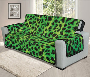 Green And Black Cheetah Print Oversized Sofa Protector