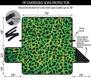 Green And Black Cheetah Print Oversized Sofa Protector