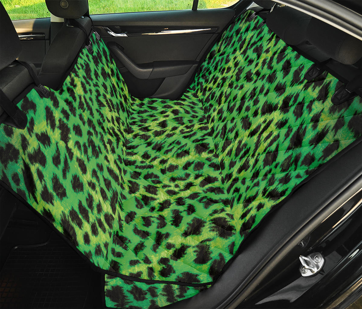 Green And Black Cheetah Print Pet Car Back Seat Cover