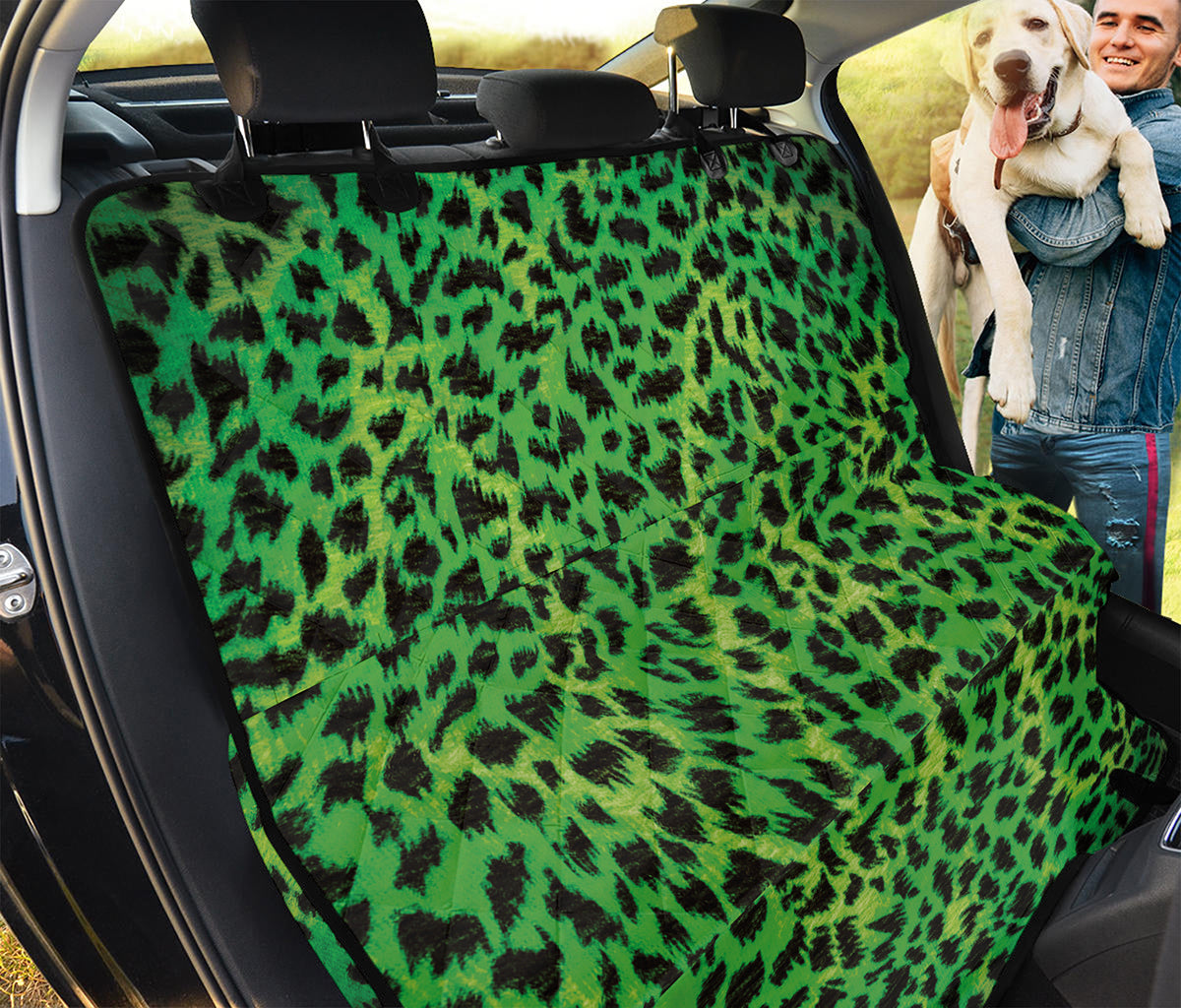 Green And Black Cheetah Print Pet Car Back Seat Cover
