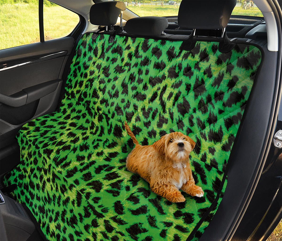 Green And Black Cheetah Print Pet Car Back Seat Cover