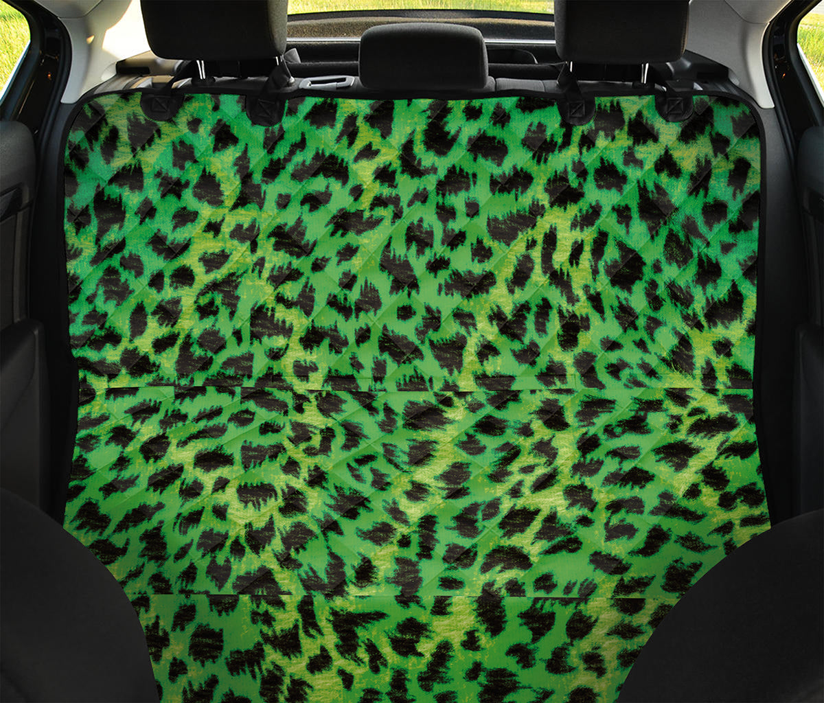 Green And Black Cheetah Print Pet Car Back Seat Cover