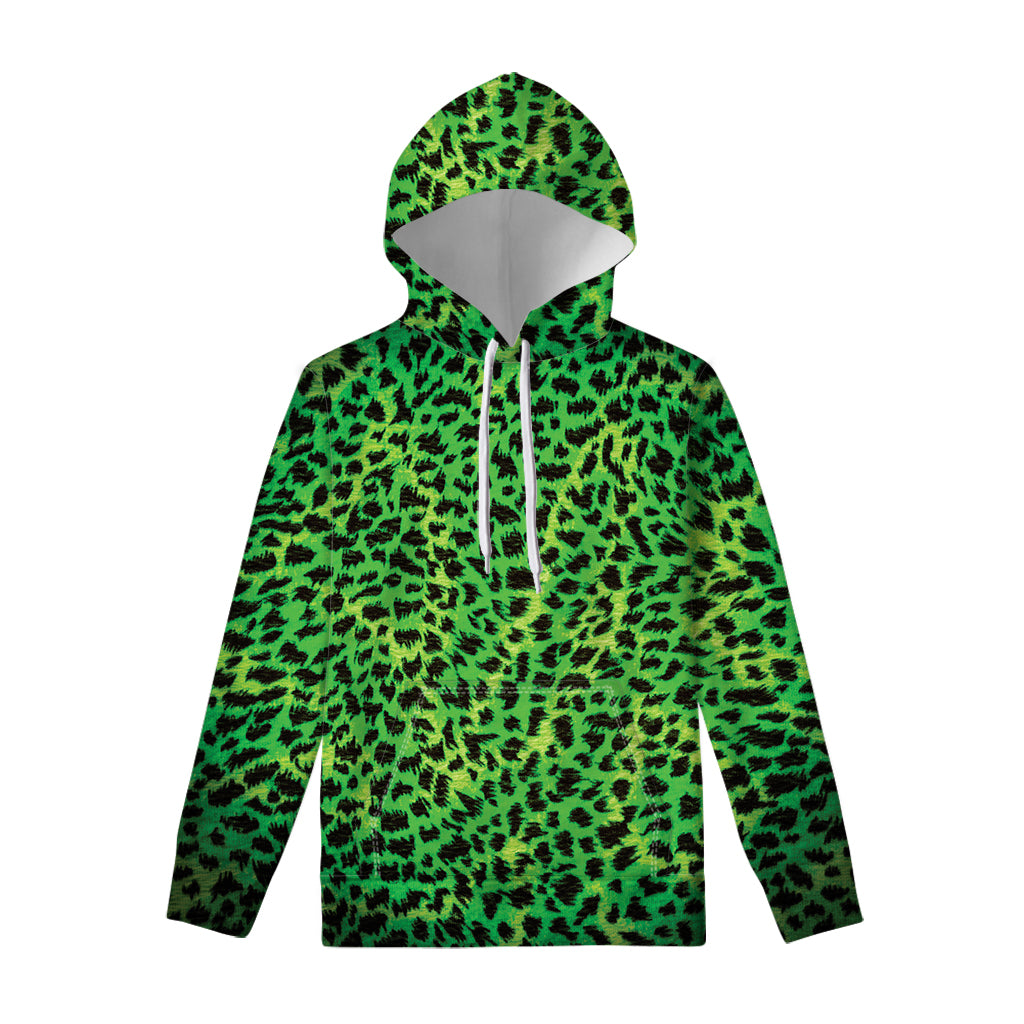 Green And Black Cheetah Print Pullover Hoodie