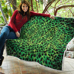 Green And Black Cheetah Print Quilt