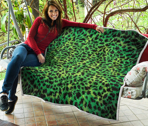 Green And Black Cheetah Print Quilt