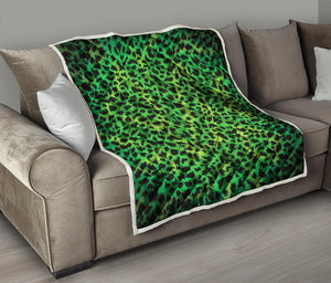 Green And Black Cheetah Print Quilt