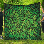 Green And Black Cheetah Print Quilt