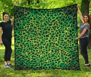 Green And Black Cheetah Print Quilt