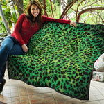 Green And Black Cheetah Print Quilt