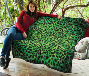 Green And Black Cheetah Print Quilt