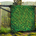 Green And Black Cheetah Print Quilt