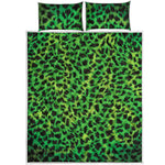 Green And Black Cheetah Print Quilt Bed Set