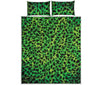 Green And Black Cheetah Print Quilt Bed Set