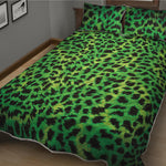 Green And Black Cheetah Print Quilt Bed Set