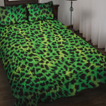 Green And Black Cheetah Print Quilt Bed Set