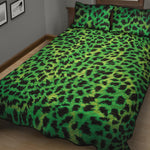 Green And Black Cheetah Print Quilt Bed Set