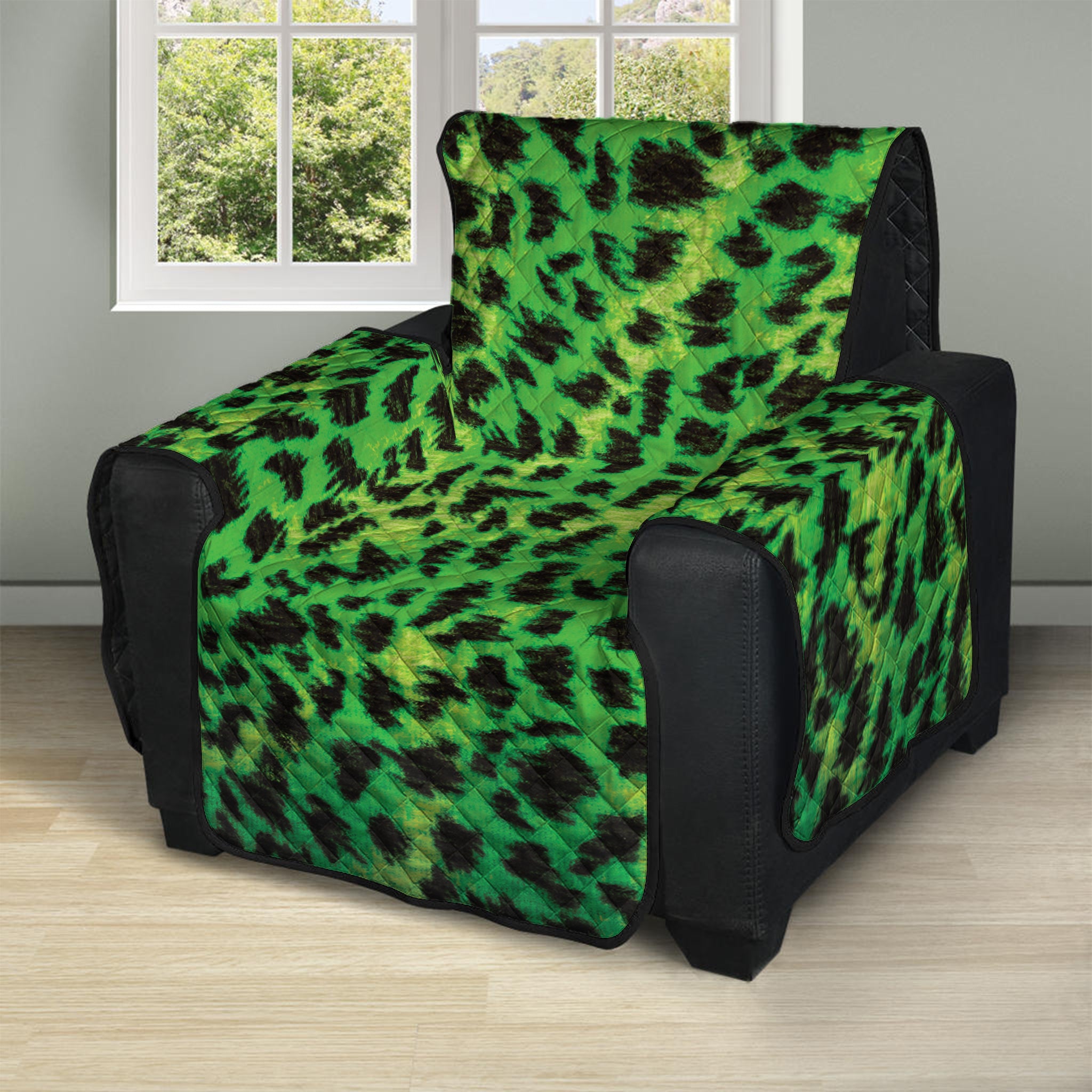 Green And Black Cheetah Print Recliner Protector