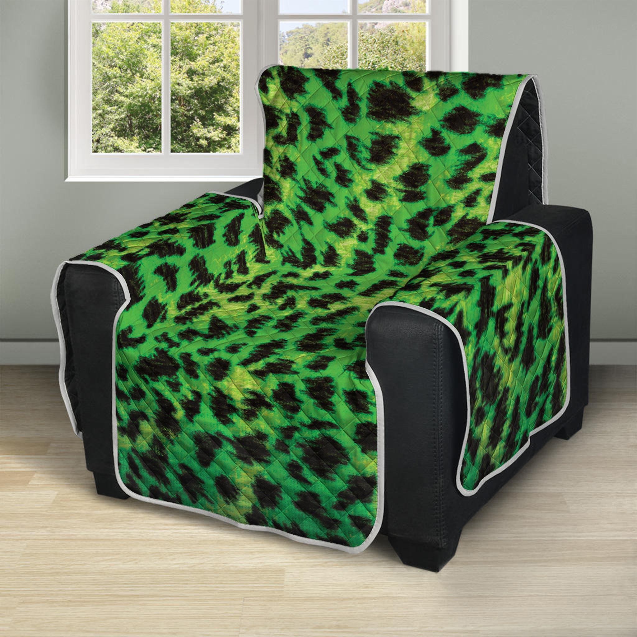 Green And Black Cheetah Print Recliner Protector