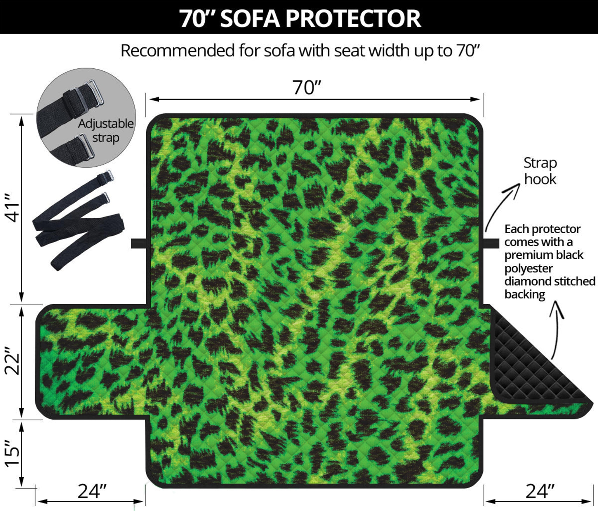 Green And Black Cheetah Print Sofa Protector