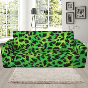 Green And Black Cheetah Print Sofa Slipcover