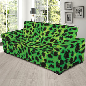 Green And Black Cheetah Print Sofa Slipcover