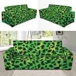 Green And Black Cheetah Print Sofa Slipcover