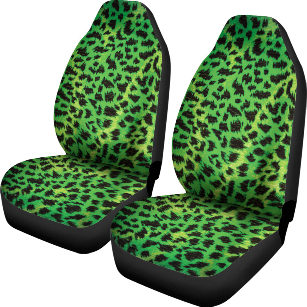 Green And Black Cheetah Print Universal Fit Car Seat Covers