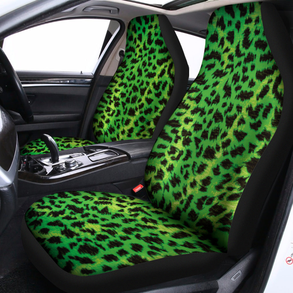 Green And Black Cheetah Print Universal Fit Car Seat Covers