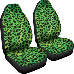 Green And Black Cheetah Print Universal Fit Car Seat Covers