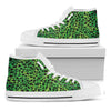 Green And Black Cheetah Print White High Top Shoes