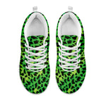 Green And Black Cheetah Print White Sneakers