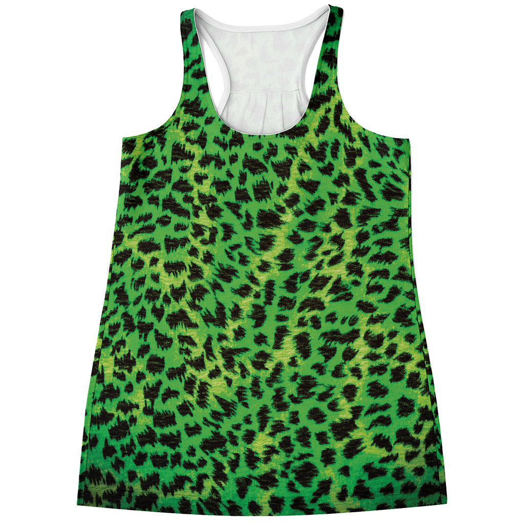 Green And Black Cheetah Print Women's Racerback Tank Top