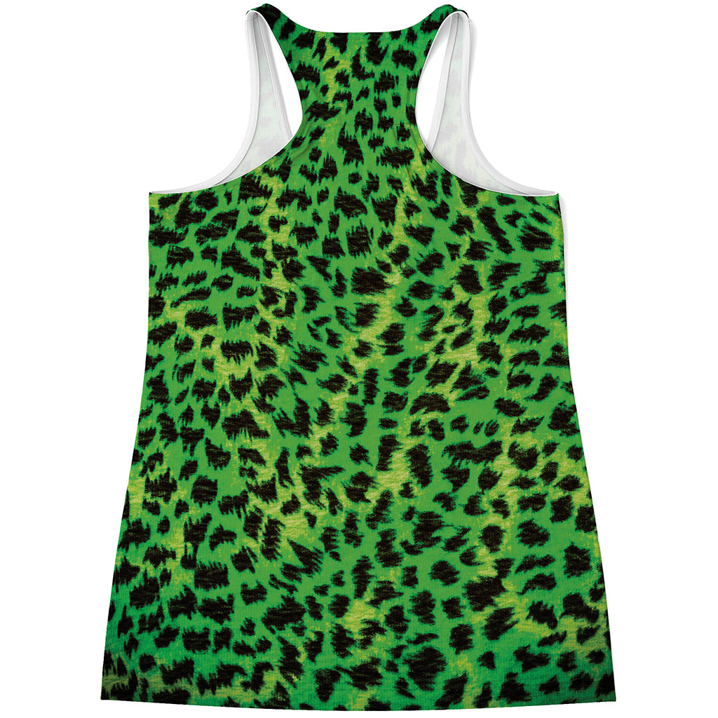 Green And Black Cheetah Print Women's Racerback Tank Top