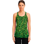 Green And Black Cheetah Print Women's Racerback Tank Top