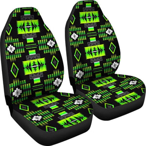 Green And Black Native Tribal Universal Fit Car Seat Covers GearFrost