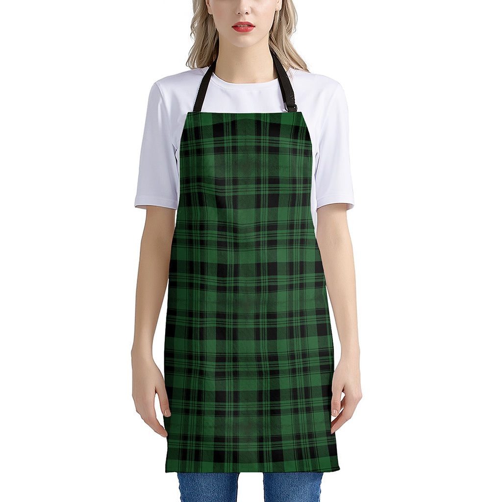 Green And Black Tartan Pattern Print Apron