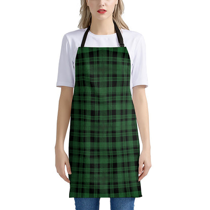 Green And Black Tartan Pattern Print Apron