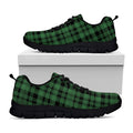 Green And Black Tartan Pattern Print Black Running Shoes