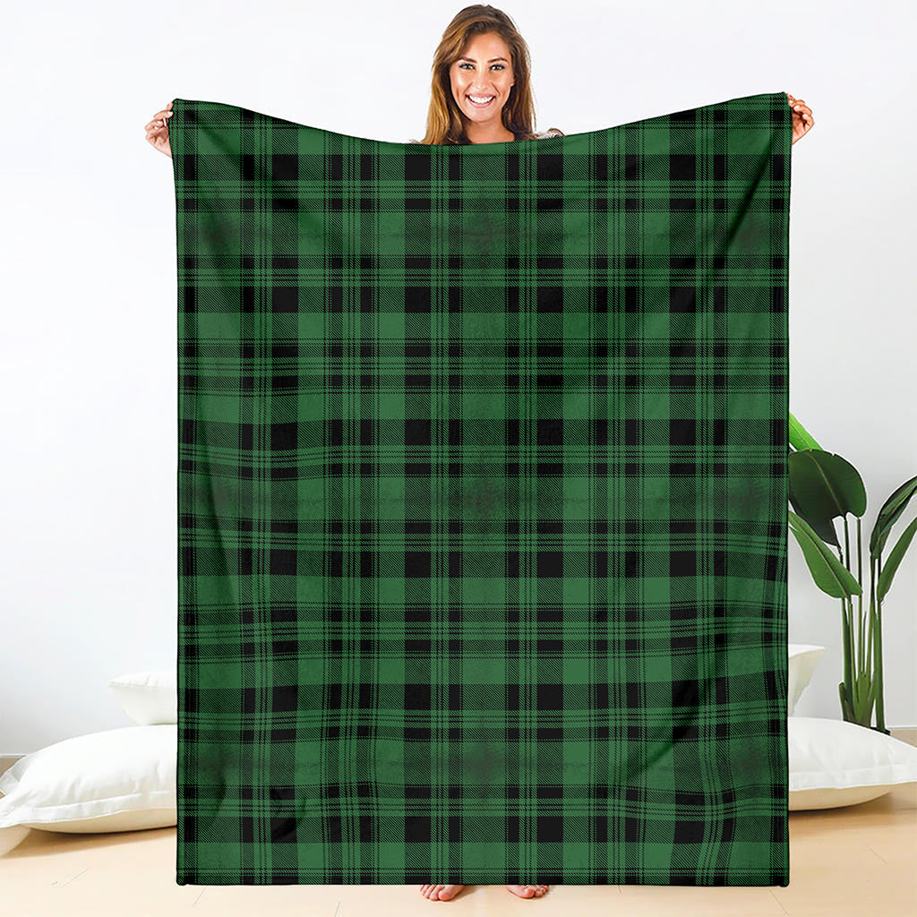 Green And Black Tartan Pattern Print Blanket