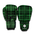 Green And Black Tartan Pattern Print Boxing Gloves