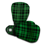 Green And Black Tartan Pattern Print Boxing Gloves