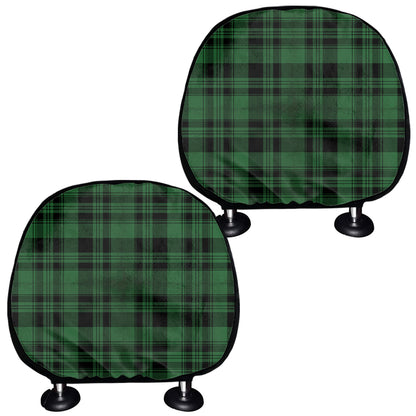 Green And Black Tartan Pattern Print Car Headrest Covers