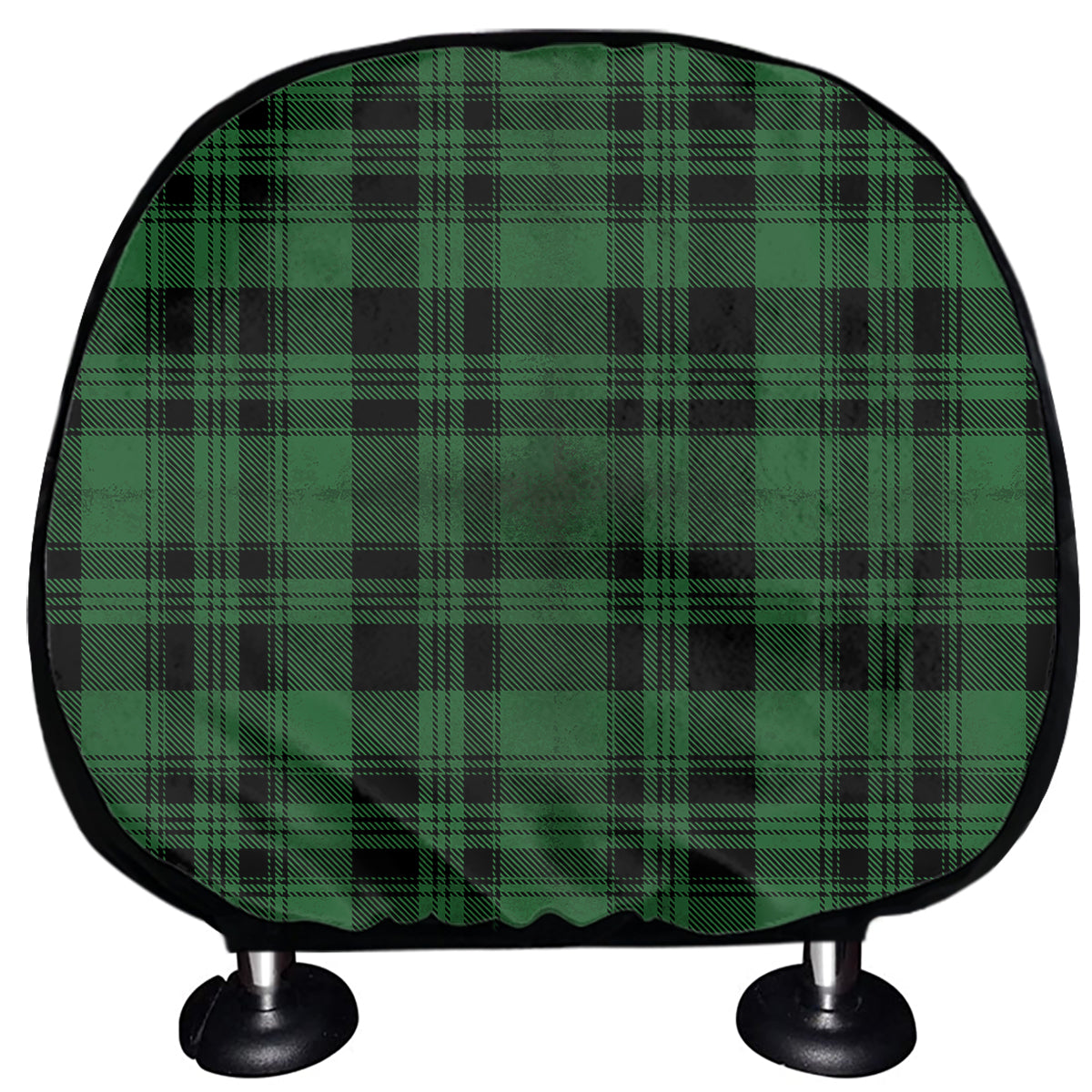Green And Black Tartan Pattern Print Car Headrest Covers