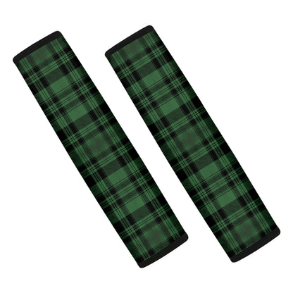 Green And Black Tartan Pattern Print Car Seat Belt Covers